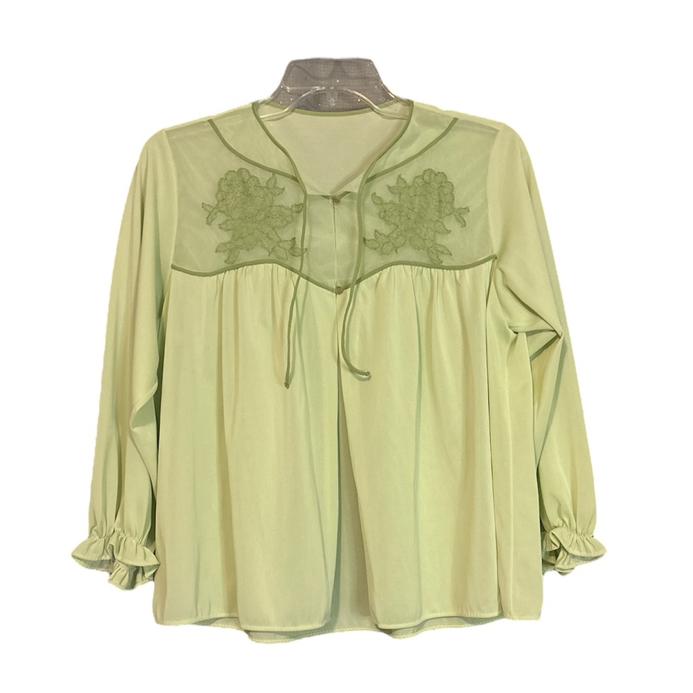 Vintage Van Raalte Ladies Nylon Green Bed Jacket Size Medium